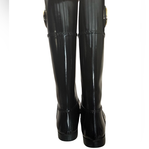 Michael Kors Waterproof Rubber Rain Boots Glossy Black Size 7 $150 Stylish - Picture 4 of 10